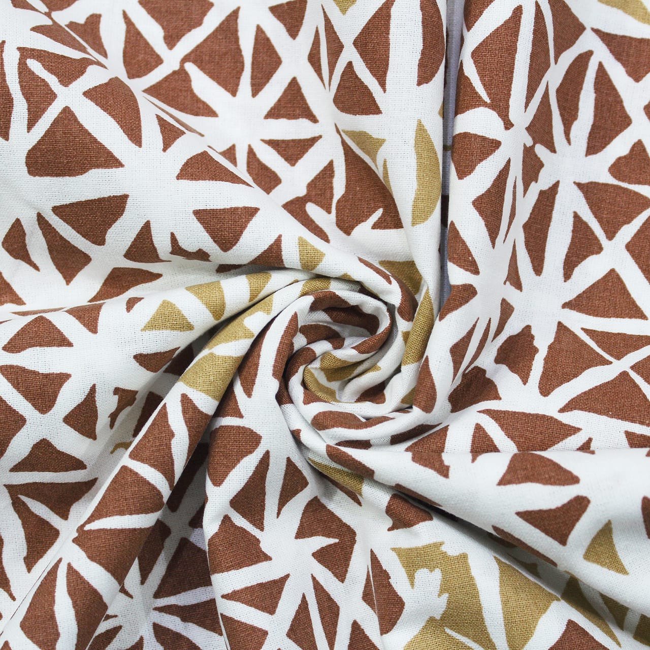 Soft Brown 144 TC Geometrical Print Cotton Fabric(231 cms) online in India 