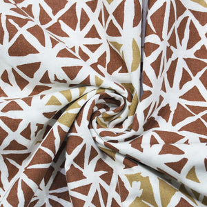 Soft Brown 144 TC Geometrical Print Cotton Fabric(231 cms) online in India 