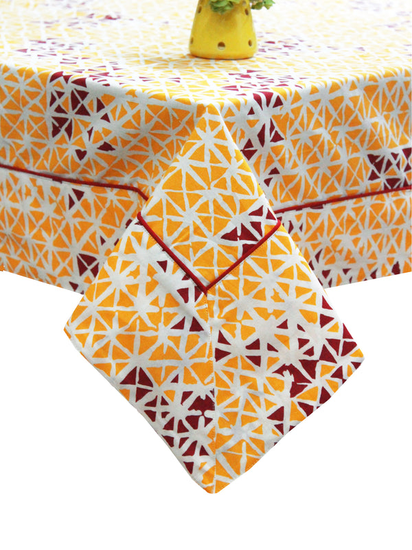 PRISM Printed Cotton Damask 1 Pc Table Cover - Mustard