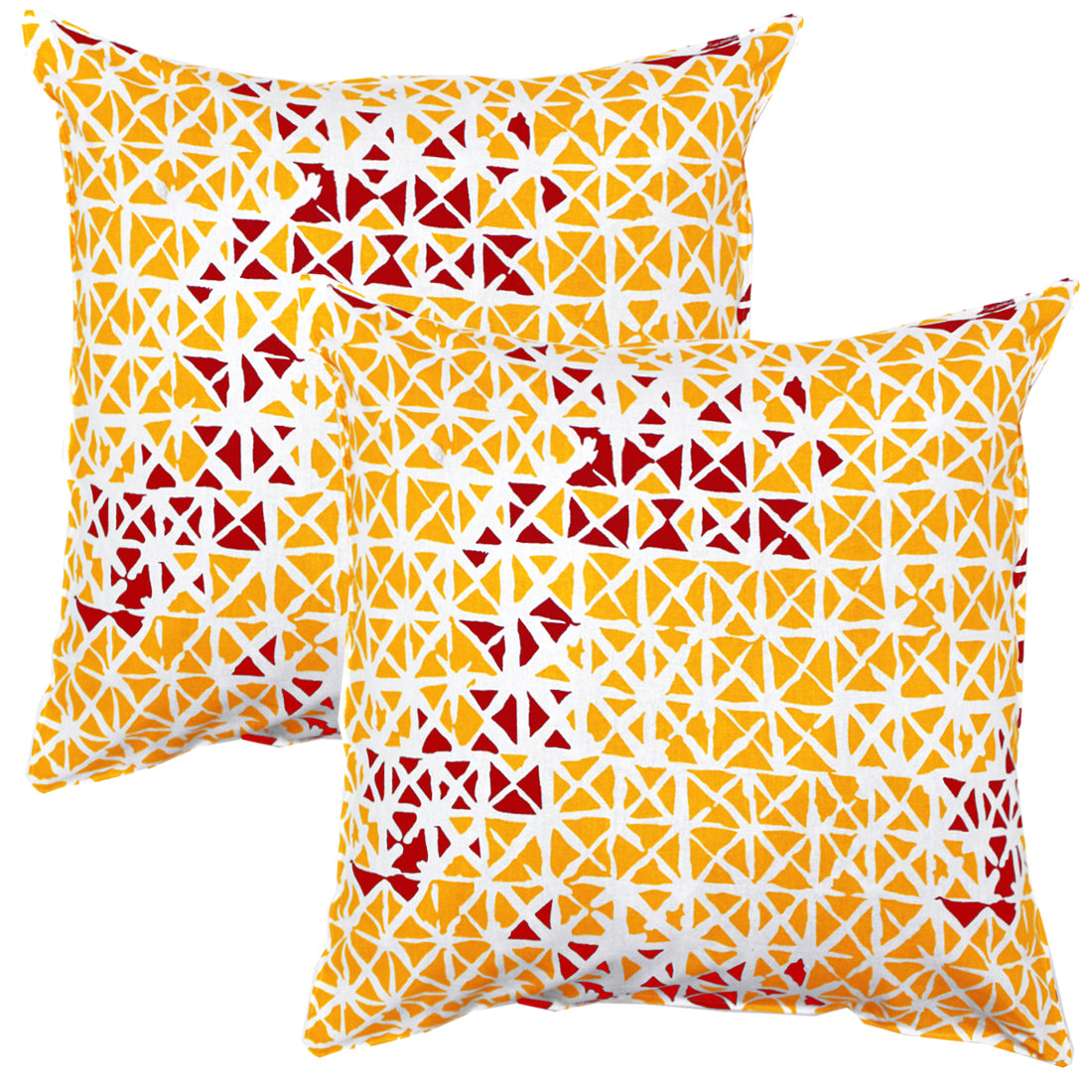Soft Geometrical print Maroon & Mustard Cotton Cushion Cover Set online in India