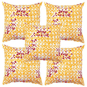 Soft Geometrical print Maroon & Mustard Cotton Cushion Cover Set online in India