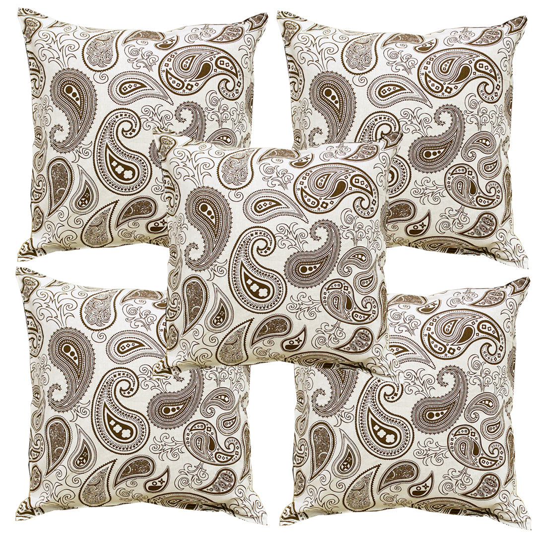 Soft Geometrical print Brown Cotton Cushion Cover Set online in India