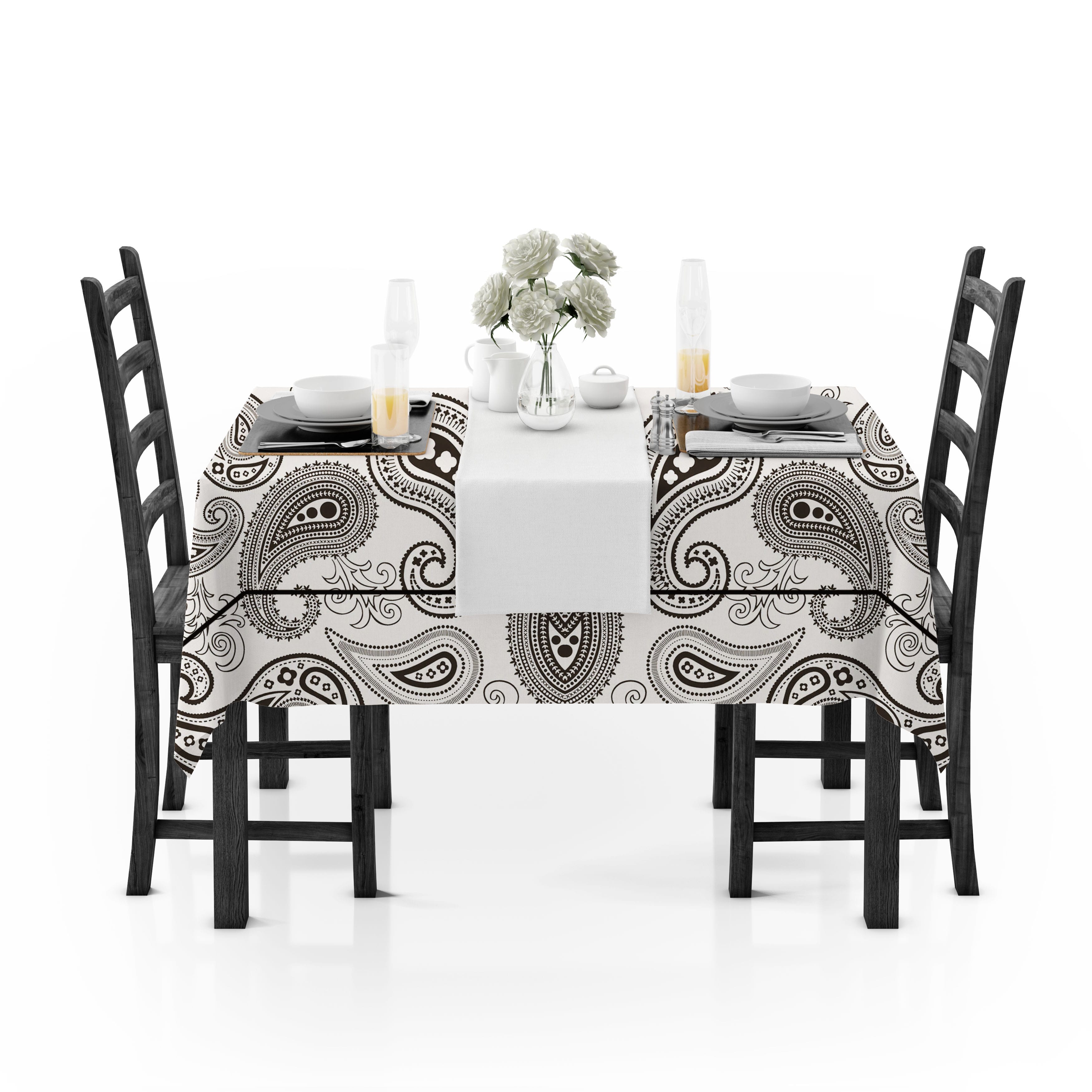 Prism Brown Printed Cotton Damask Table Cover(1 Pc) online in India