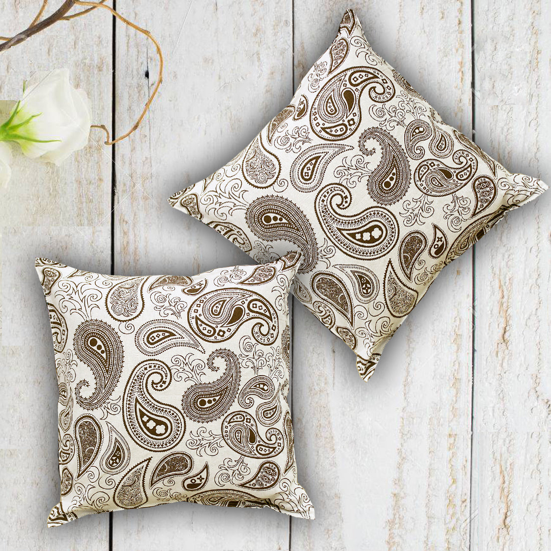 Soft Geometrical print Brown Cotton Cushion Cover Set online in India