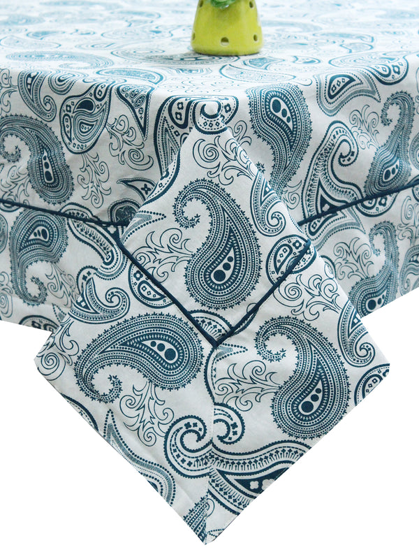 PRISM Printed Cotton Damask 1 Pc Table Cover - Peacock Blue
