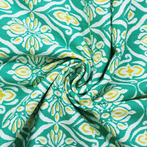 Soft Aqua 144 TC Floral Print Cotton Fabric(231 cms) online in India