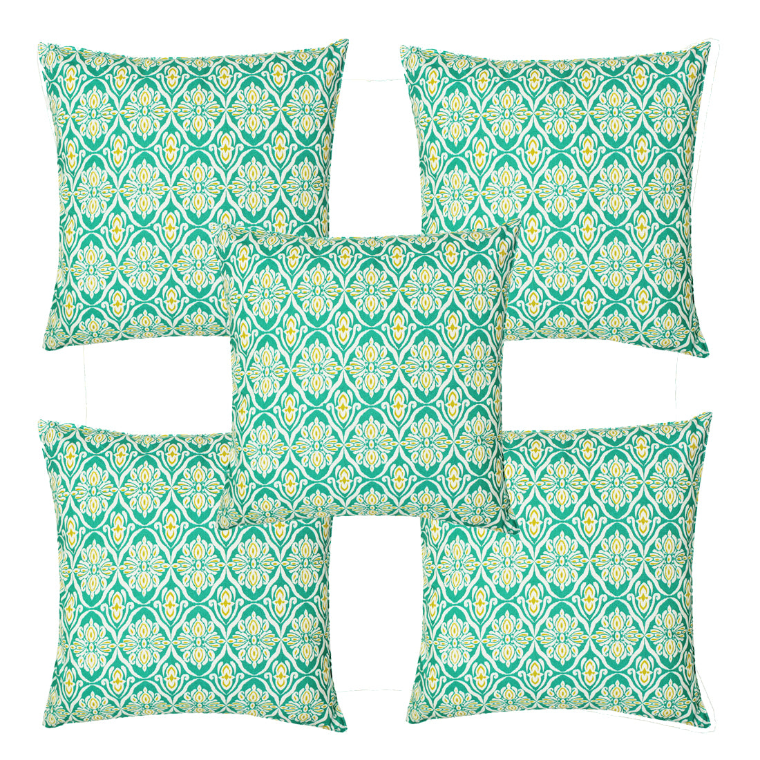 Soft Ikat print Aqua Cotton Cushion Cover Set online in India