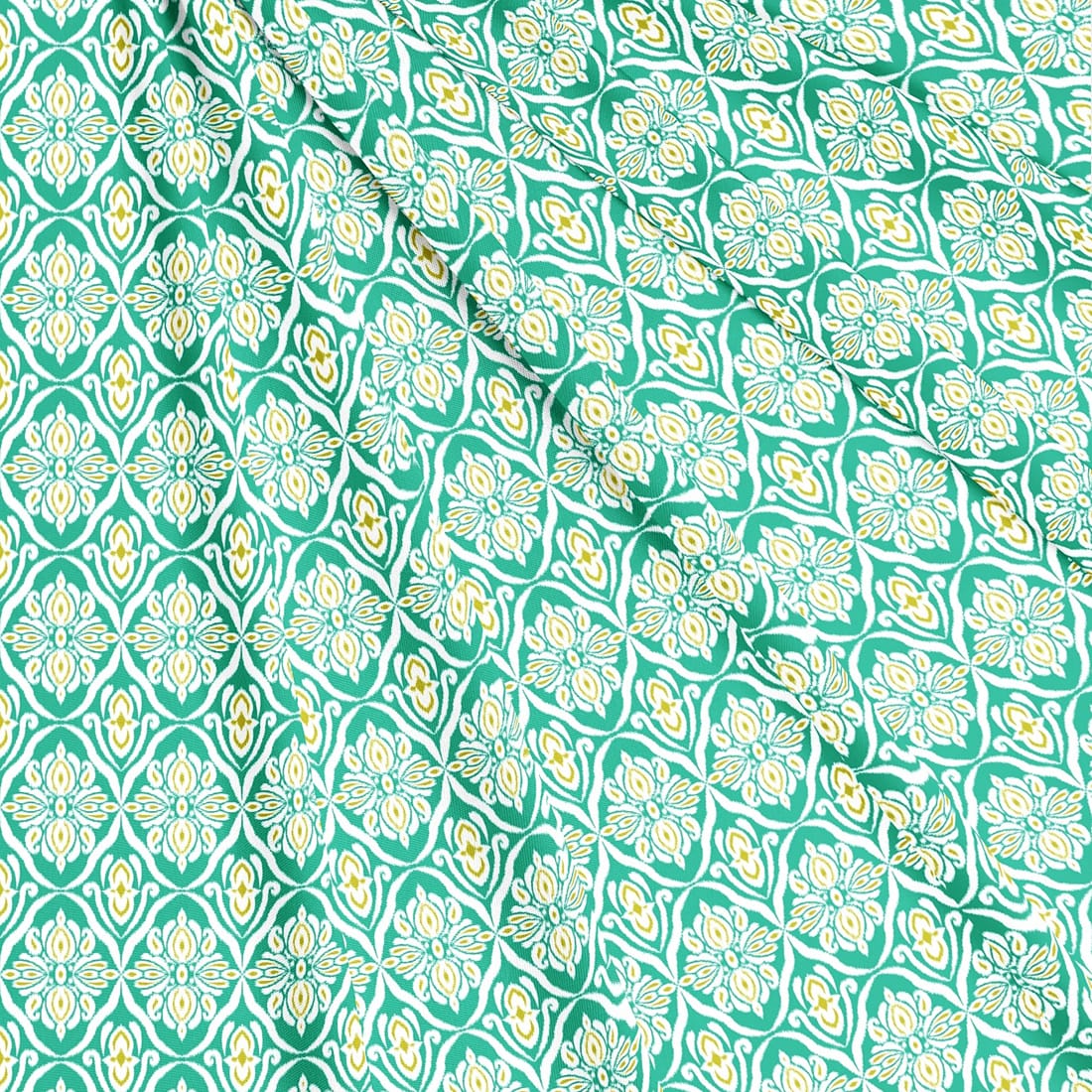 Soft Aqua 144 TC Floral Print Cotton Fabric(231 cms) online in India