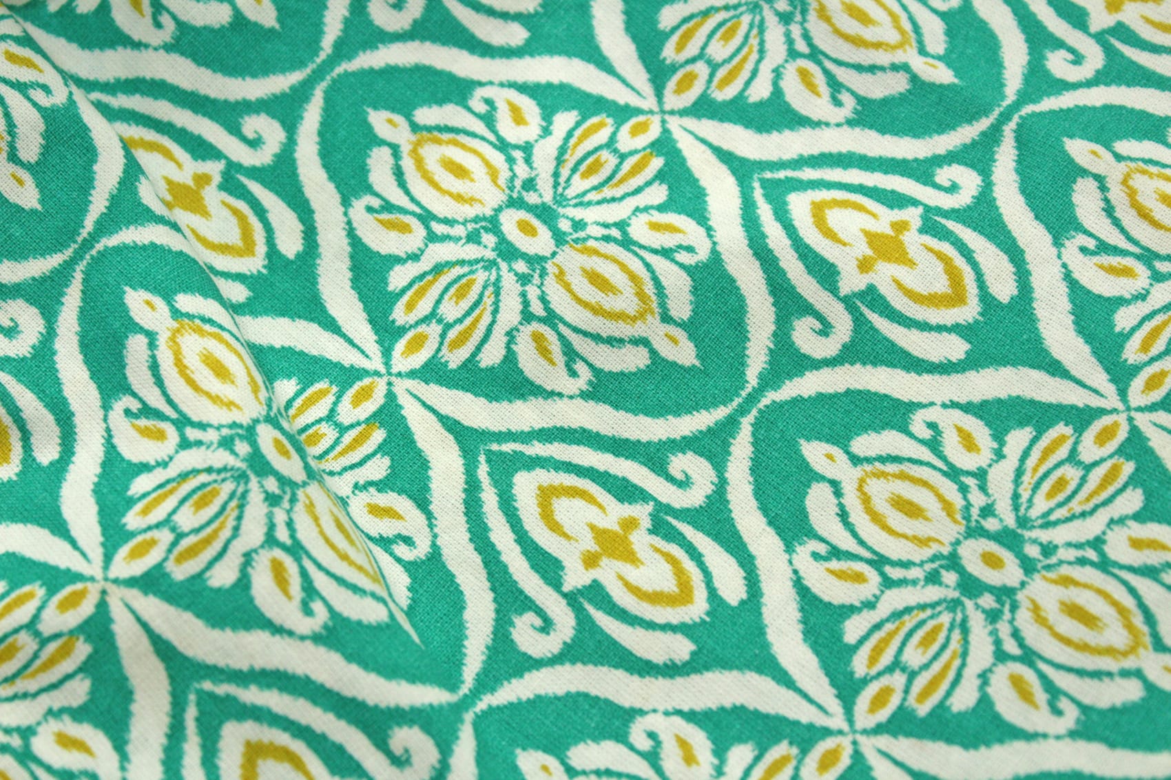 Soft Aqua 144 TC Floral Print Cotton Fabric(231 cms) online in India