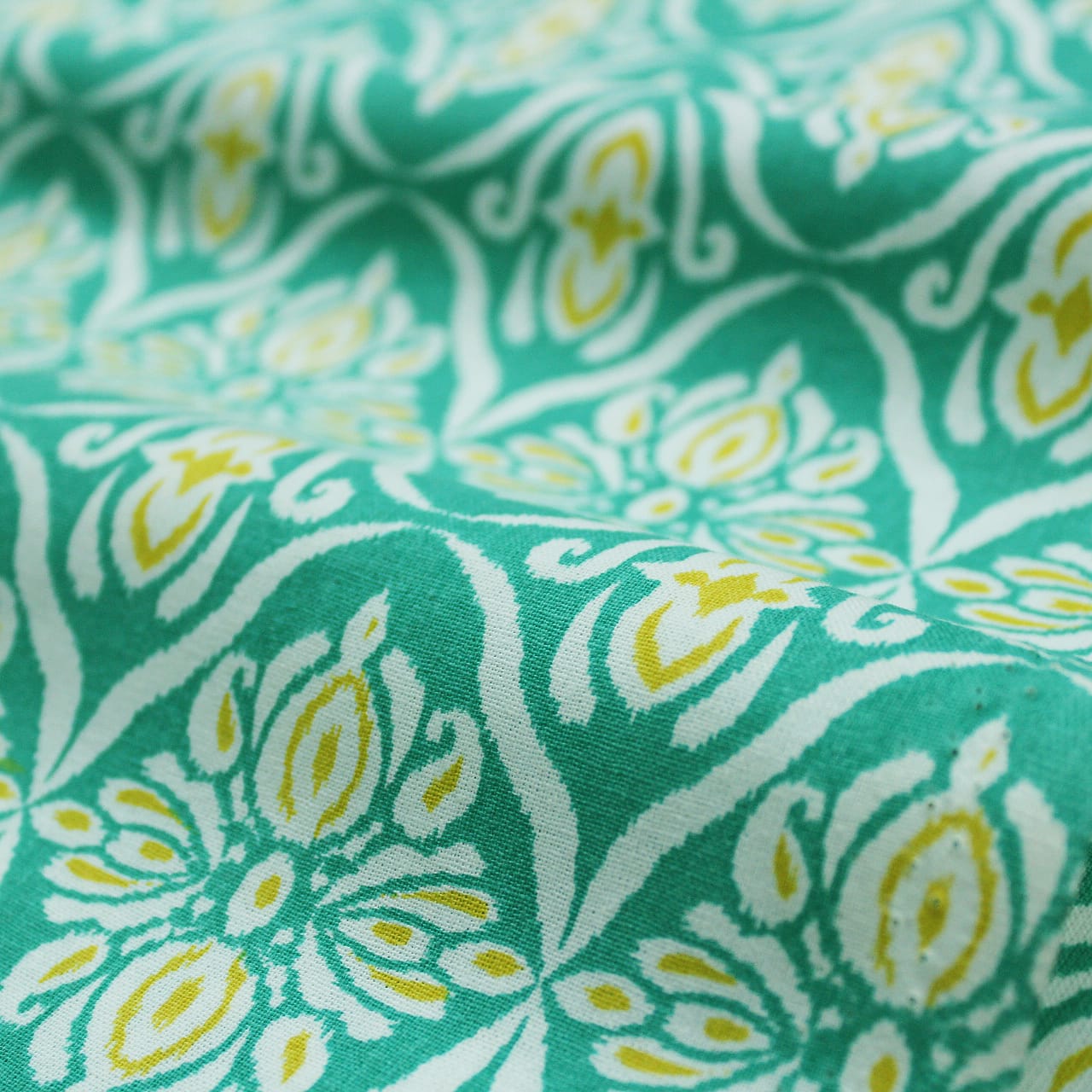 Soft Aqua 144 TC Floral Print Cotton Fabric(231 cms) online in India