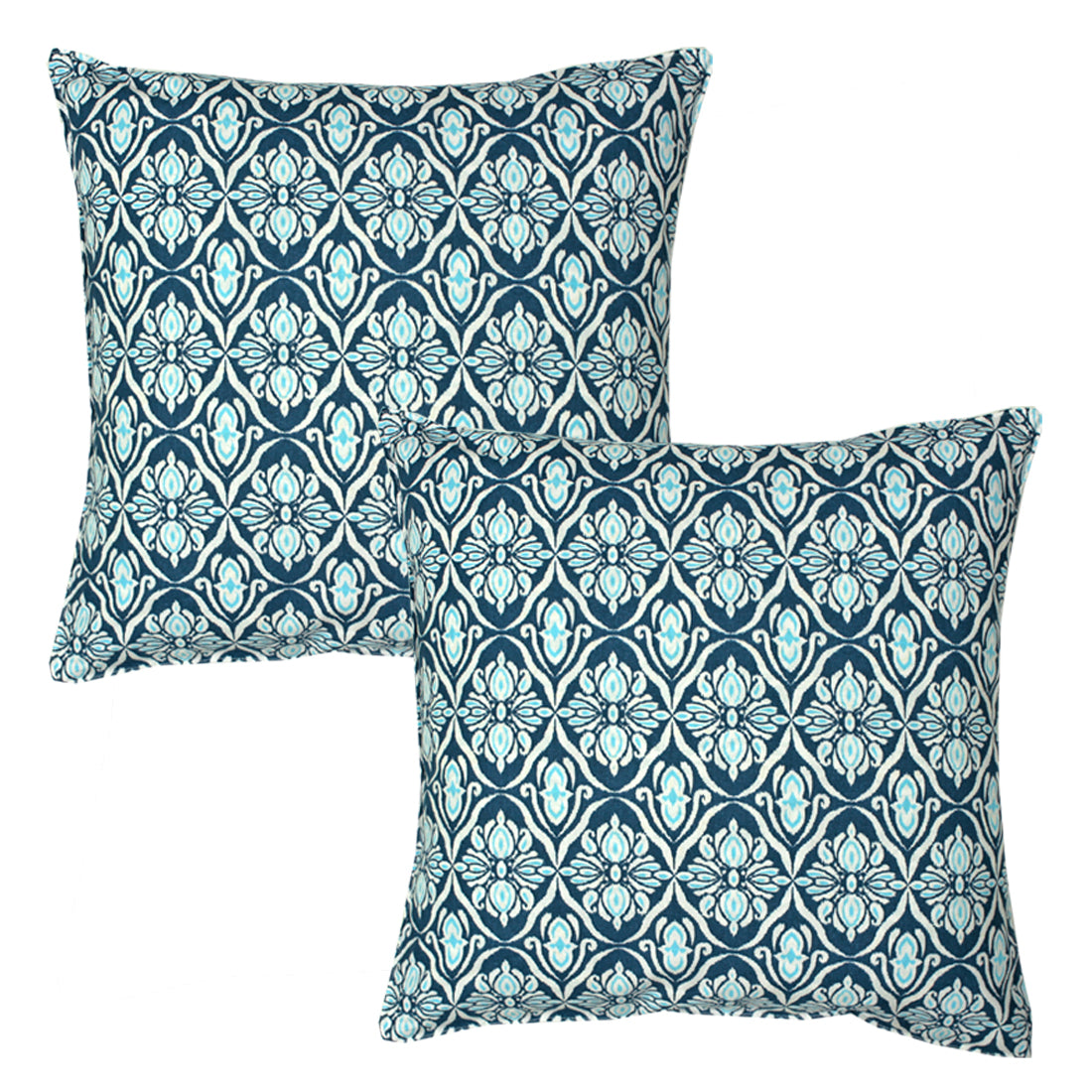 Soft Ikat print Navy Blue Cotton Cushion Cover Set online in India