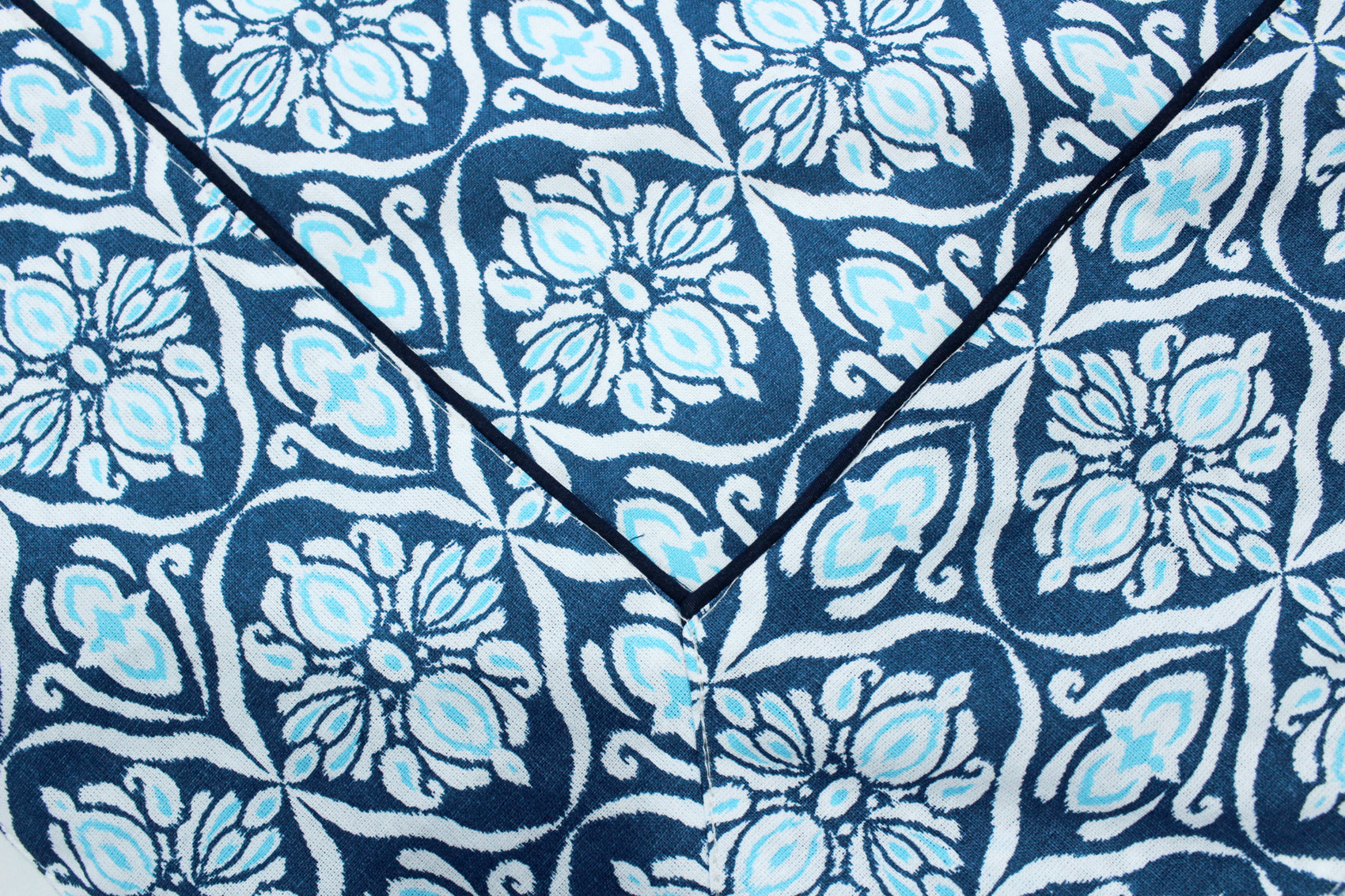 Prism Navy Blue Printed Cotton Damask Table Cover(1 Pc) online in India