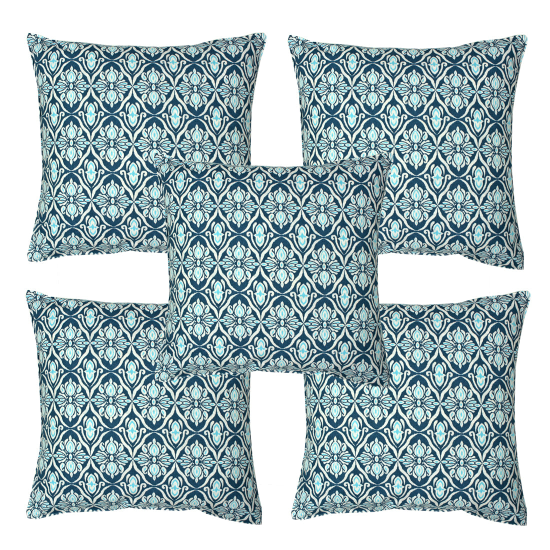 Soft Ikat print Navy Blue Cotton Cushion Cover Set online in India