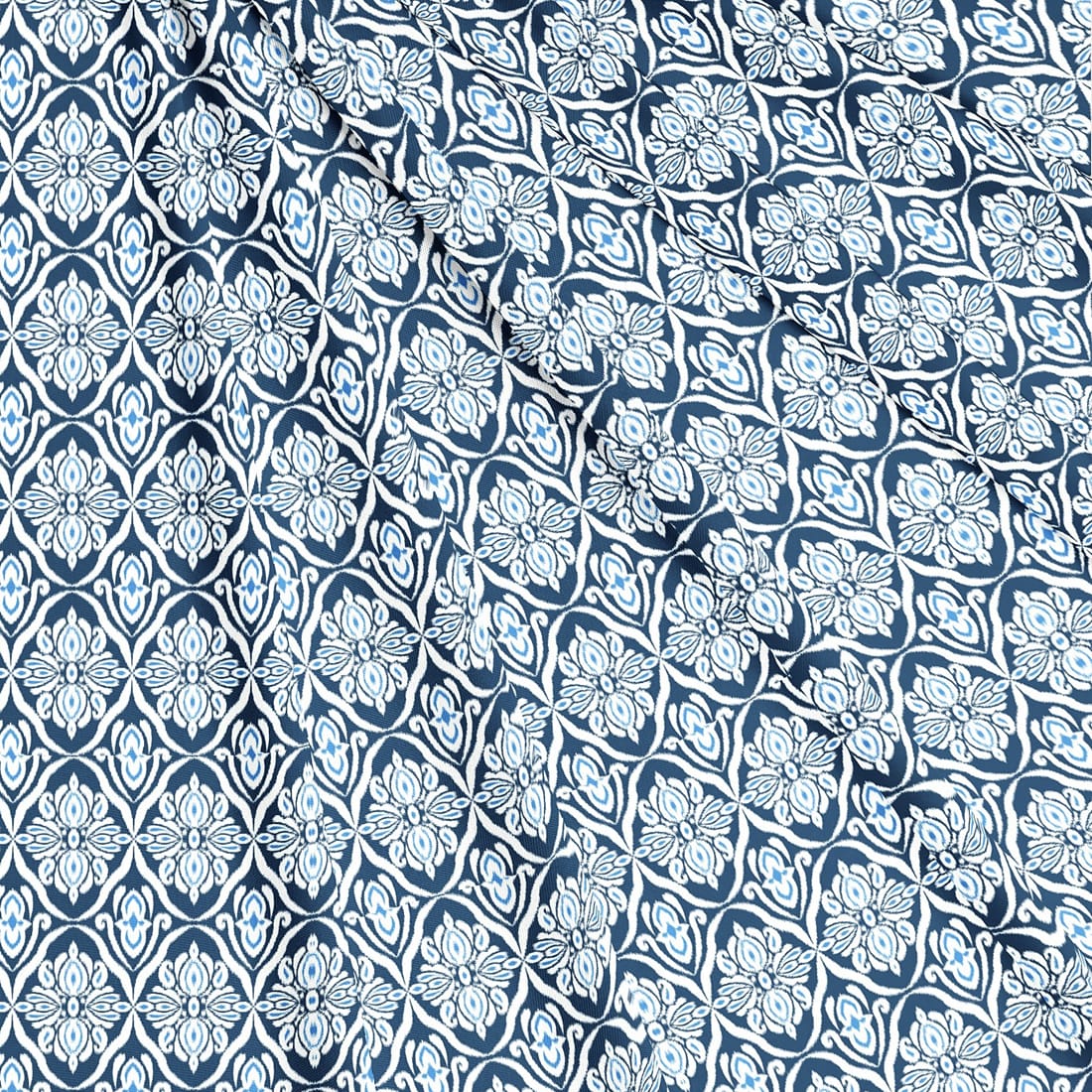 Soft Blue 144 TC Floral Print Cotton Fabric(231 cms) online in India