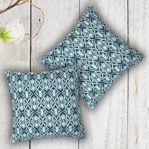 Soft Ikat print Navy Blue Cotton Cushion Cover Set online in India