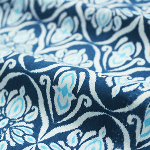 Soft Blue 144 TC Floral Print Cotton Fabric(231 cms) online in India
