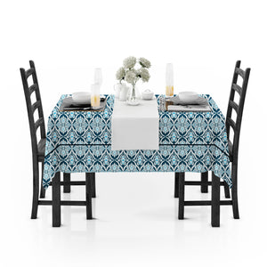 Prism Navy Blue Printed Cotton Damask Table Cover(1 Pc) online in India