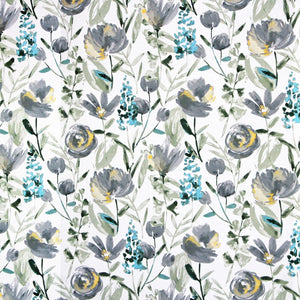 Soft Floral Print 144 TC Cotton Fitted Bedsheet In Aqua At Best Prices