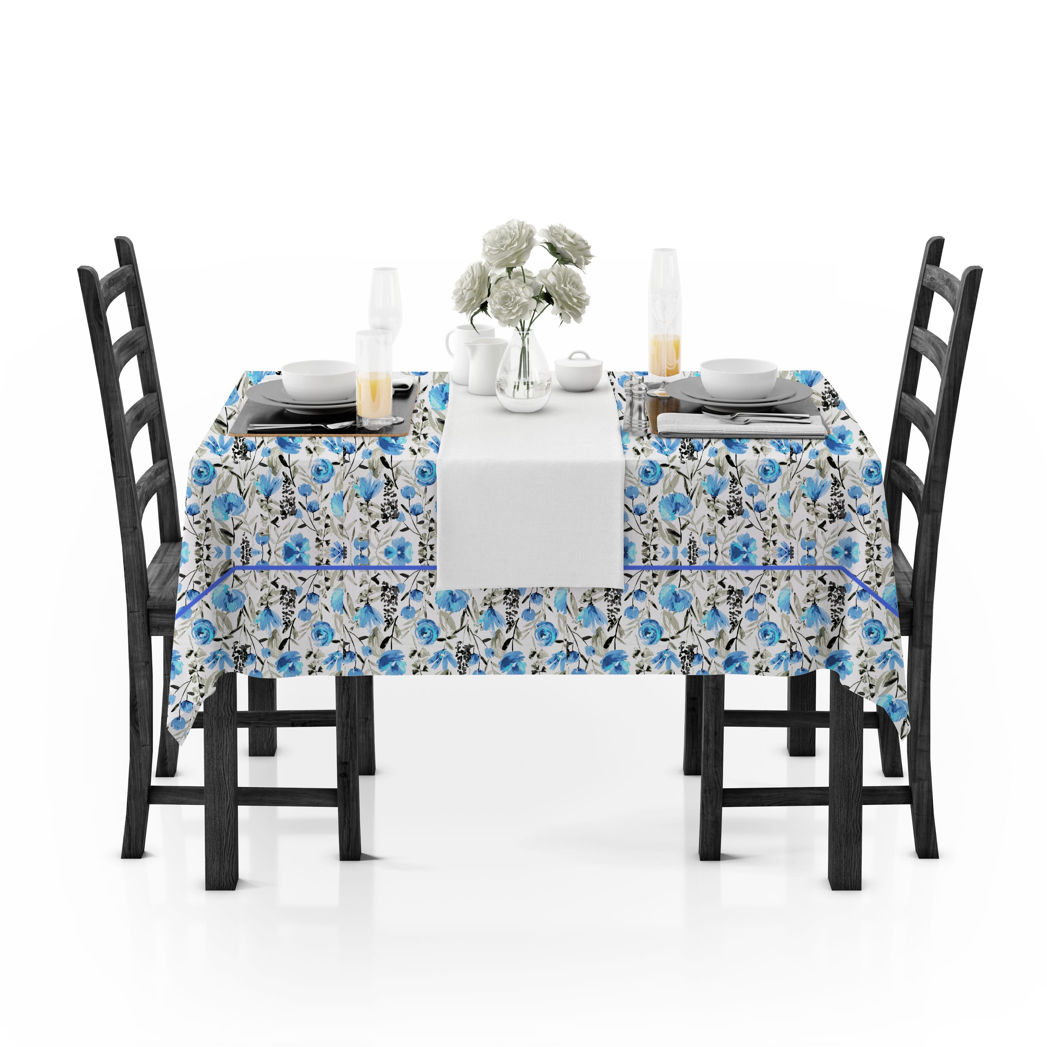 PRISM Printed Cotton Floral 1 Pc Table Cover - Blue