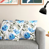Soft Floral print Blue Cotton Cushion Cover Set online in India