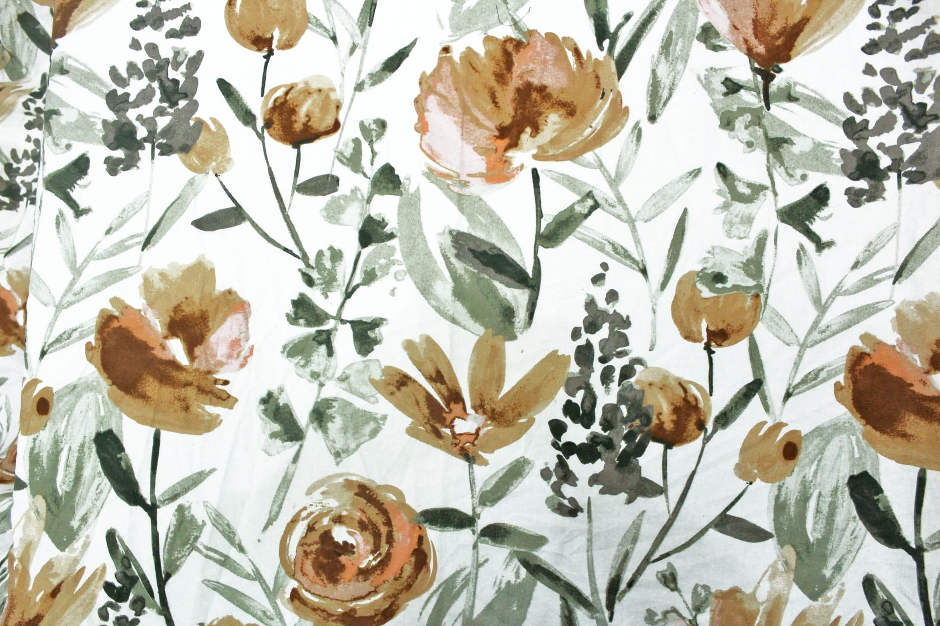 Printed Floral Pattern Cotton 6 Pcs Diwan Bedsheet Set -Brown