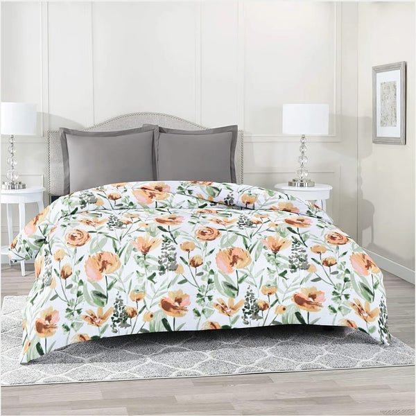 Printed Cotton 144 TC Duvet Cover - Brown