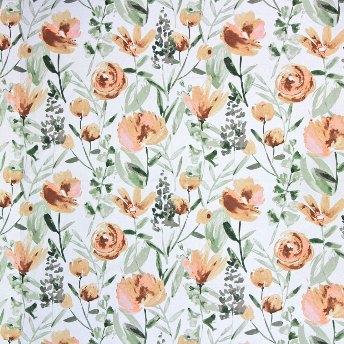 Printed 144 TC Prism Floral Cotton Fabric 88" (224 cms) - Brown