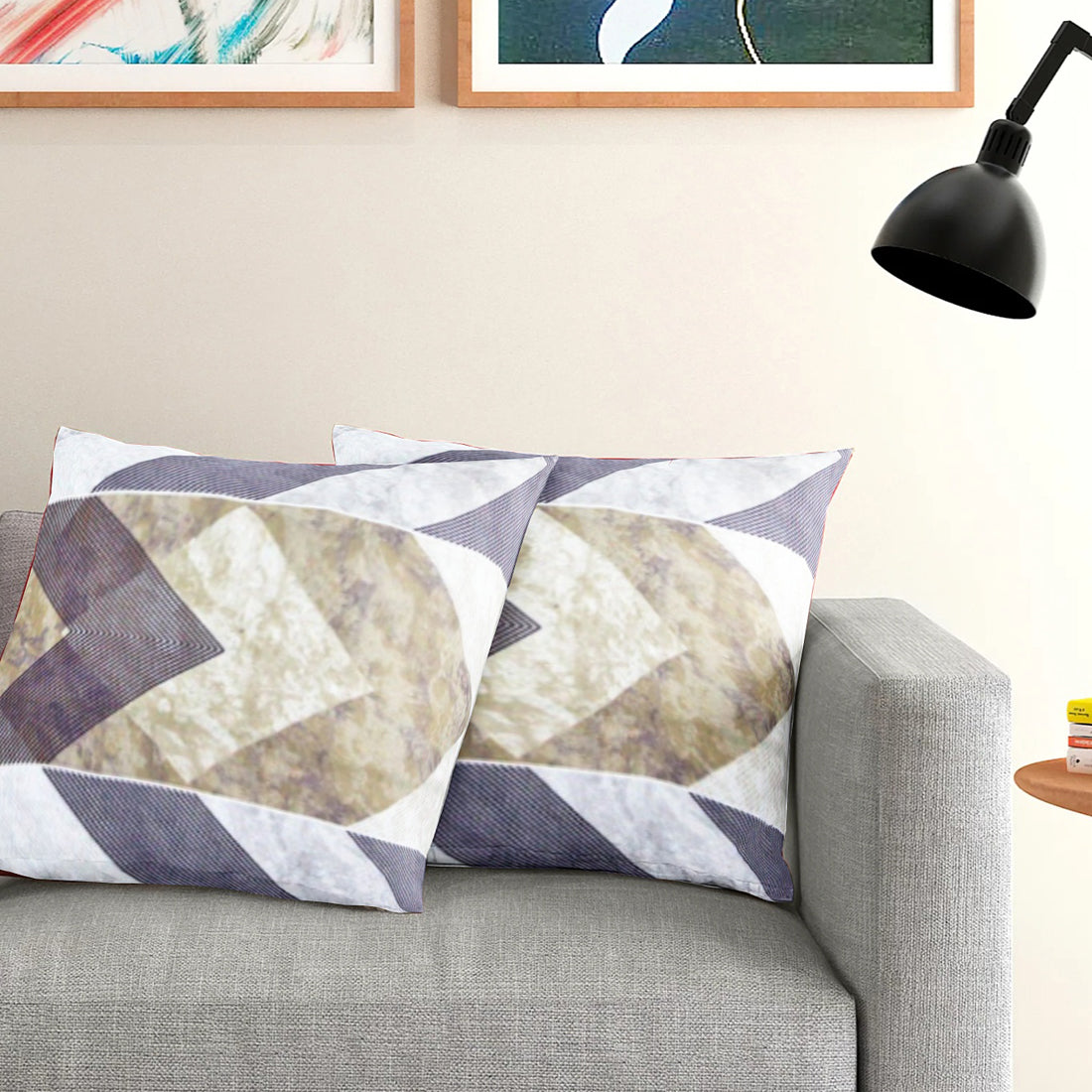 Soft Geometrical print Brown Cotton Cushion Cover Set online in India