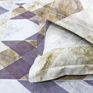 Soft Cotton Geometrical Print 144 TC Fitted Bedsheet In Brown At Best Prices 