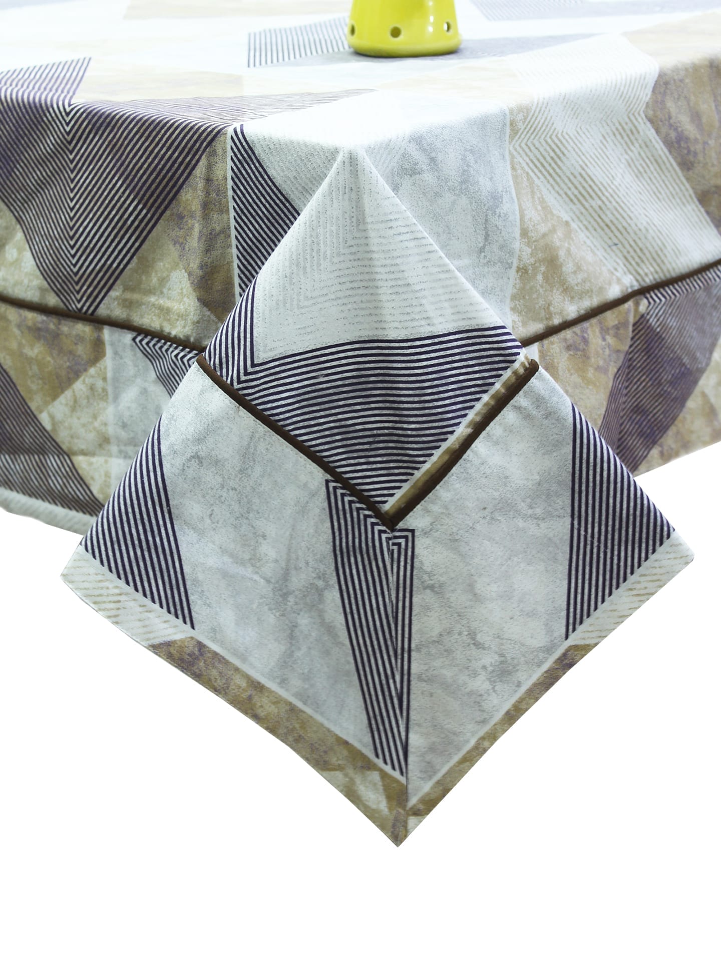 PRISM Printed Cotton Geometrical 1 Pc Table Cover - Brown