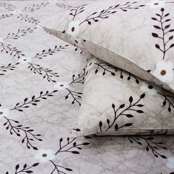 Soft 144 TC Coffee Printed Cotton Floral Bedsheet Online In India