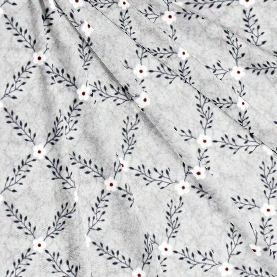 Printed 144 TC Prism Floral Cotton Fabric 88" (224 cms) - Grey