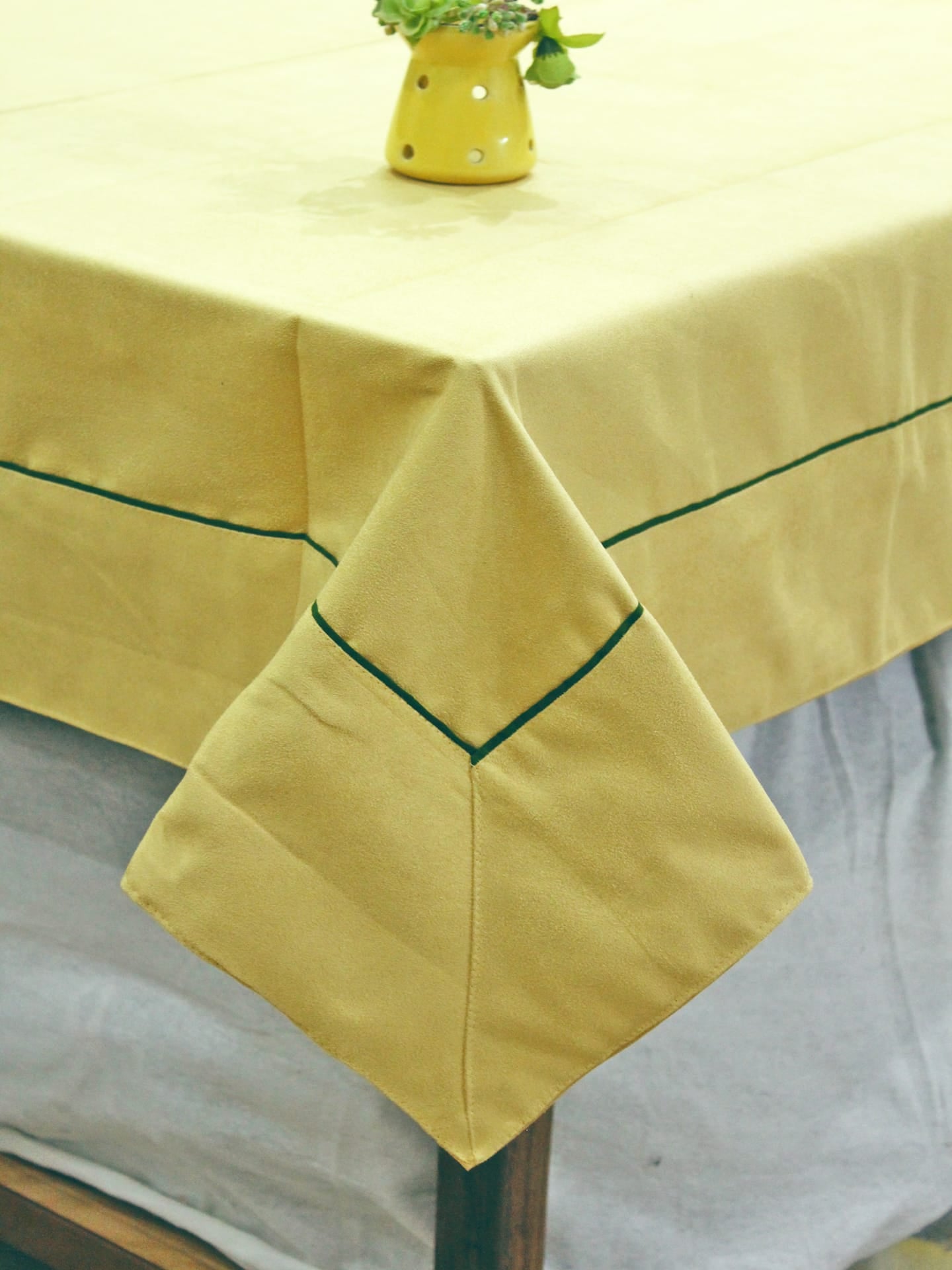 Suede Lemon Yellow Plain Microfibre Table Cloth(1 Pc) online in India at best prices 