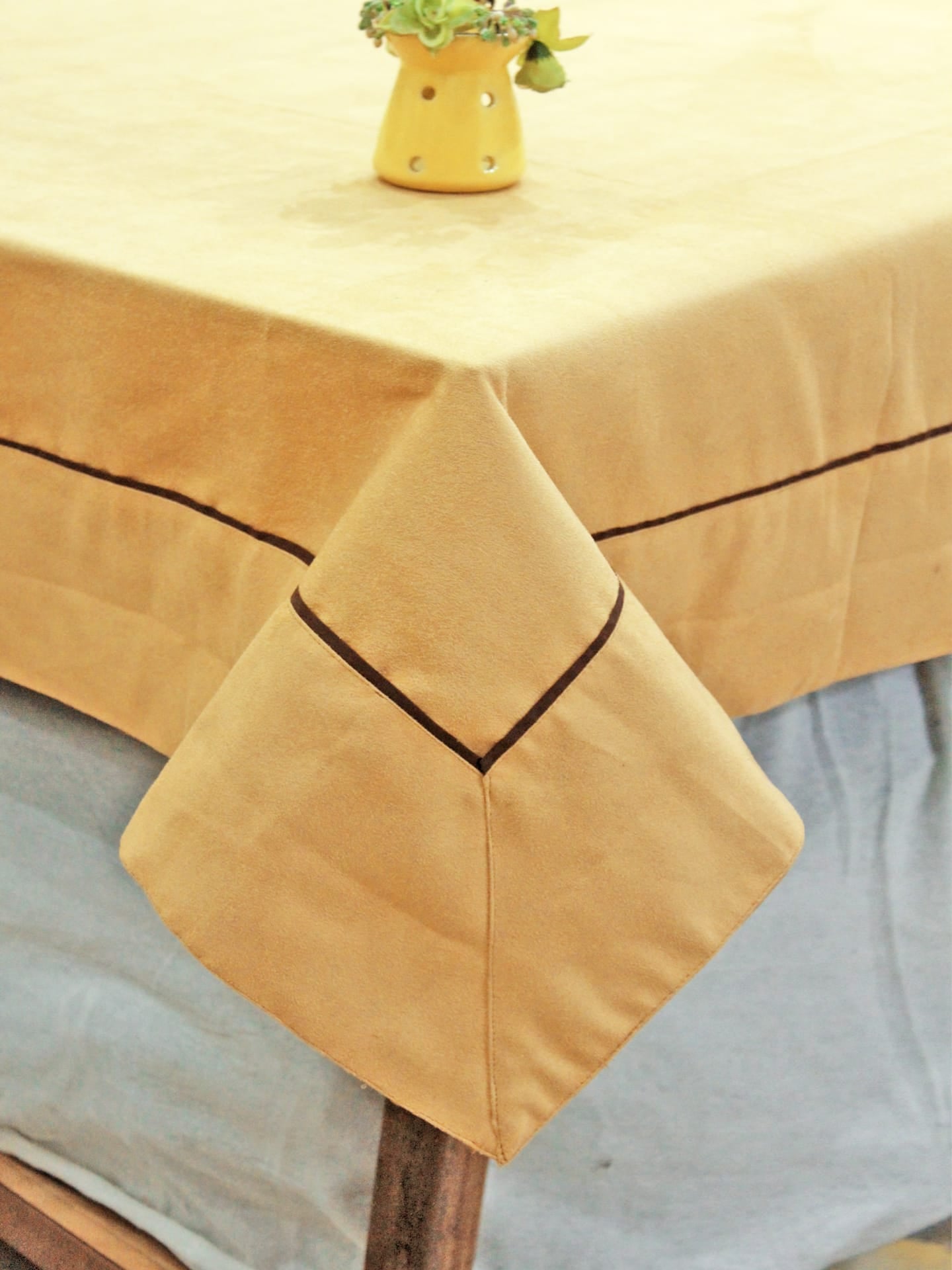 SUEDE Plain Microfibre 1 Pc Table Cloth - GOLD