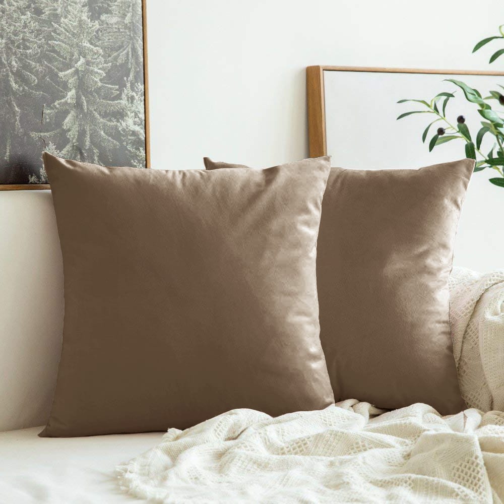 Luxurious Microfiber Suede Velvet Cushion Cover Set in Sand online in India