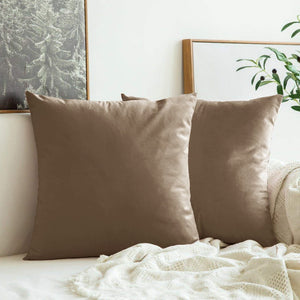 Luxurious Microfiber Suede Velvet Cushion Cover Set in Sand online in India