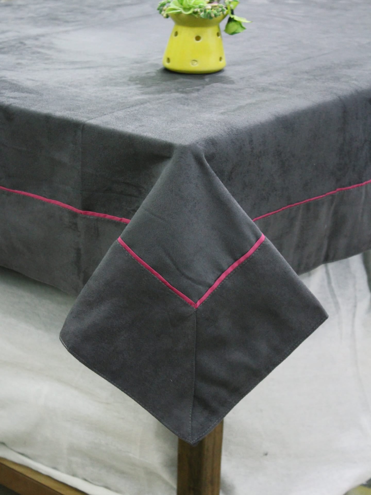 SUEDE Plain Microfibre 1 Pc Table Cloth - CHARCOAL