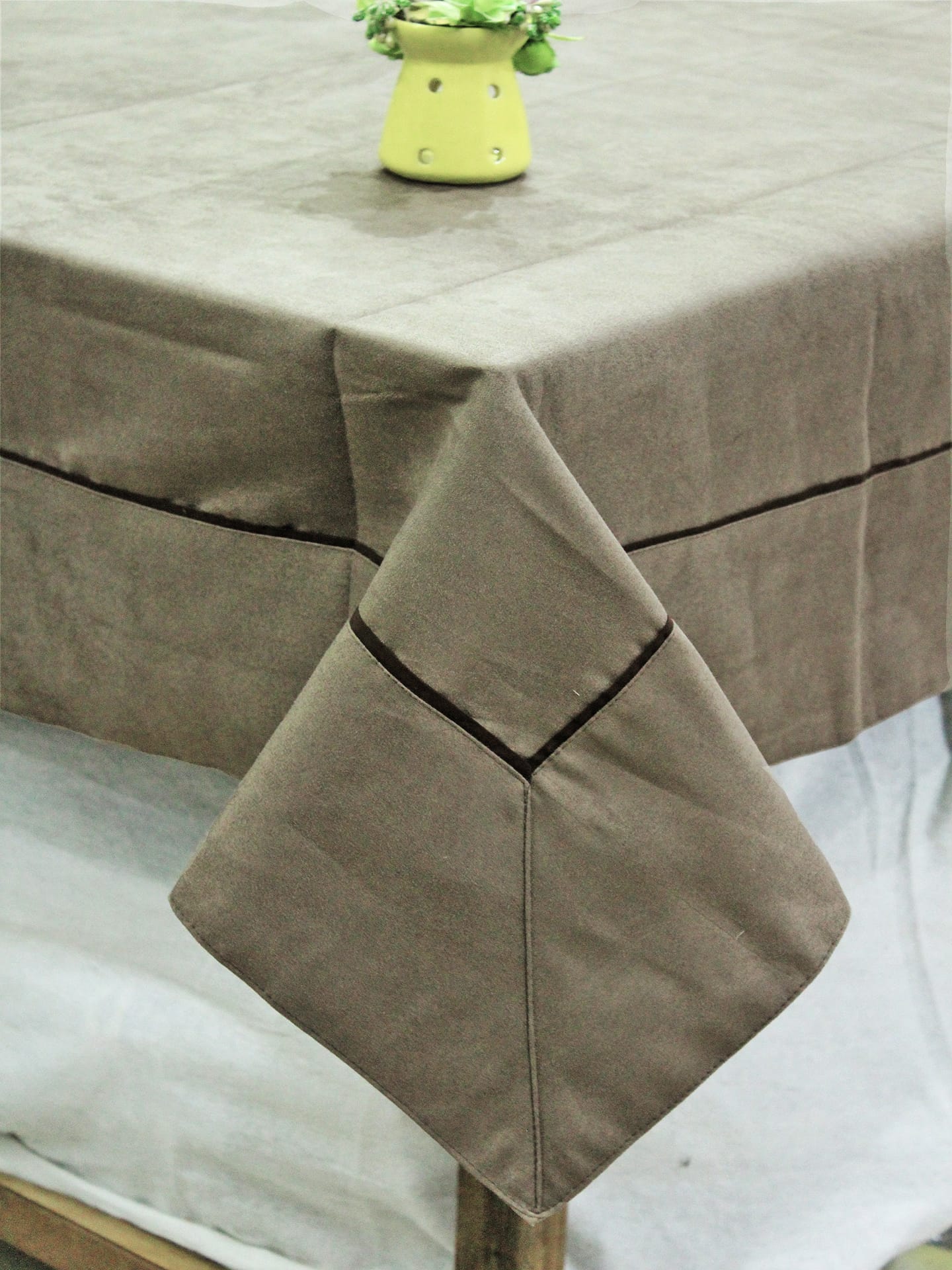 Suede Khaki Plain Microfibre Table Cloth(1 Pc) online in India at best prices