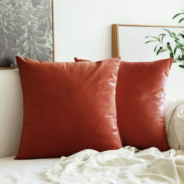 Luxurious Microfiber Suede Velvet Cushion Cover Set in Rust online in India