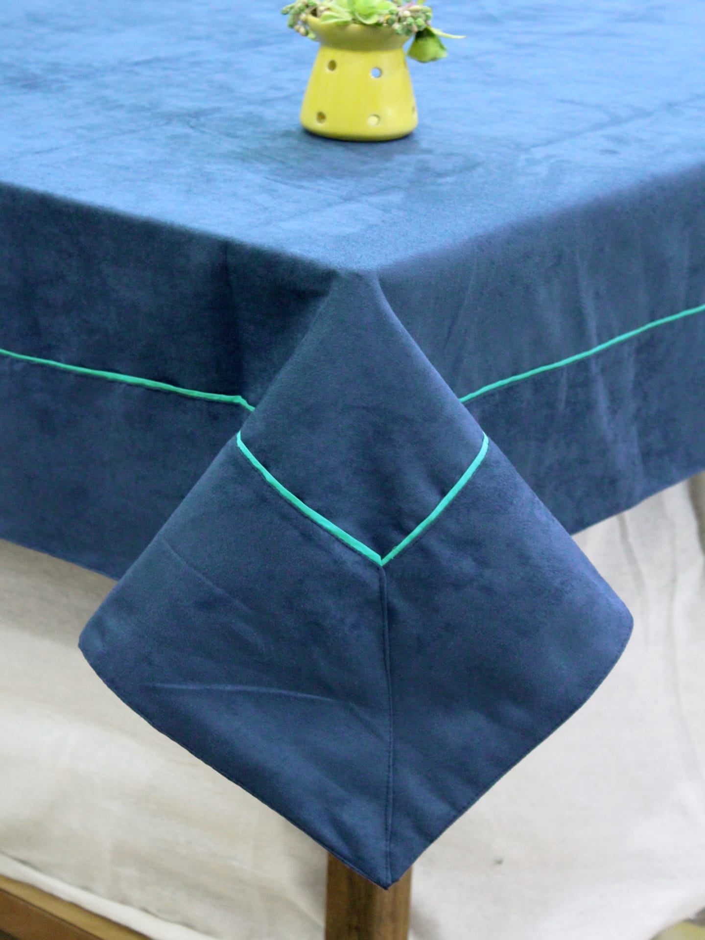 SUEDE Plain Microfibre 1 Pc Table Cloth - MARINE BLUE