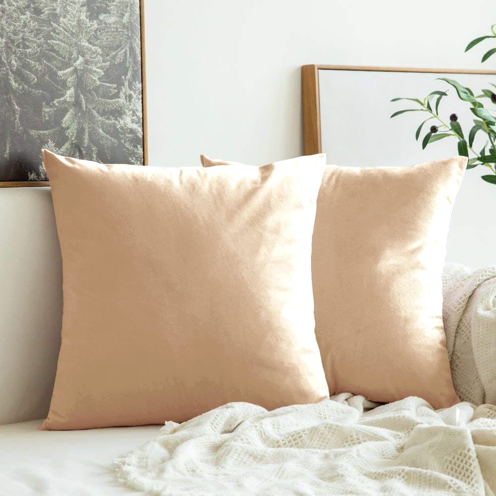 Luxurious Microfiber Suede Velvet Cushion Cover Set in Beige online in India