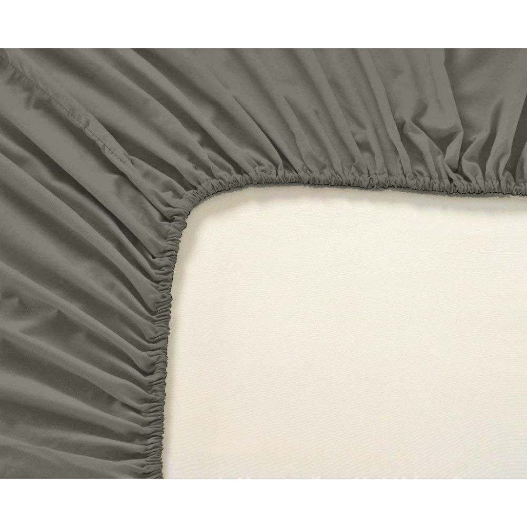 Soft Cotton Plain 210 TC Single Fitted Bedsheet In Taupe at Best Prices