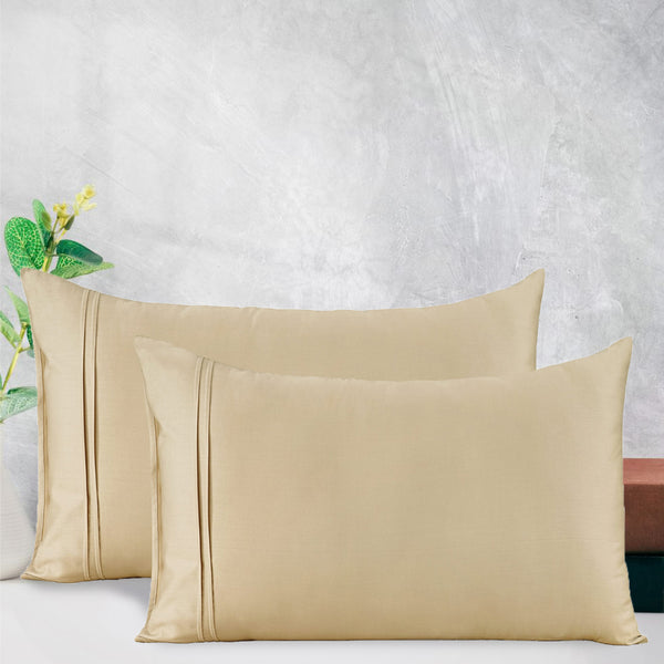 Soft Beige 400 TC Cotton Satin Designer Pillow Covers Online In India