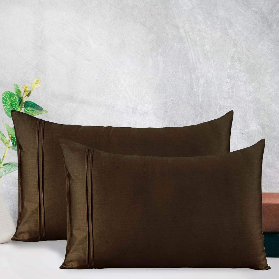 Cotton Satin 400 TC Designer Pillow Covers, Coffee Brown