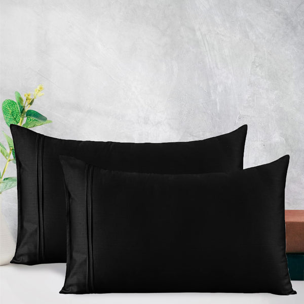 Soft Black 400 TC Cotton Satin Designer Pillow Covers Online In India