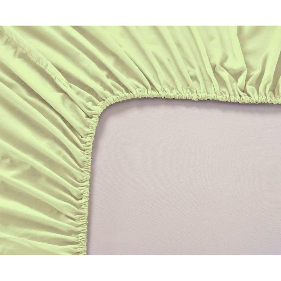 Soft Cotton Plain 400 TC Satin Fitted Bedsheet In Light Green At Best Prices