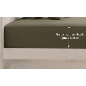 Stylish Plain Golden Brown 400 TC Cotton Satin Fitted Bedsheet Online In India