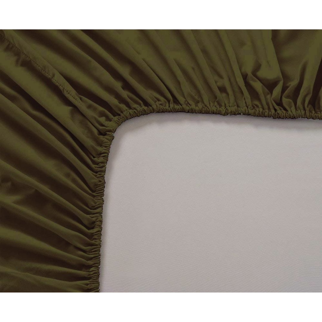 Plain Cotton Satin 400 TC Fitted Bedsheet - Golden Brown