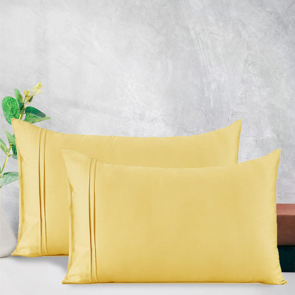 Soft Gold 400 TC Cotton Satin Designer Pillow Covers Online In India