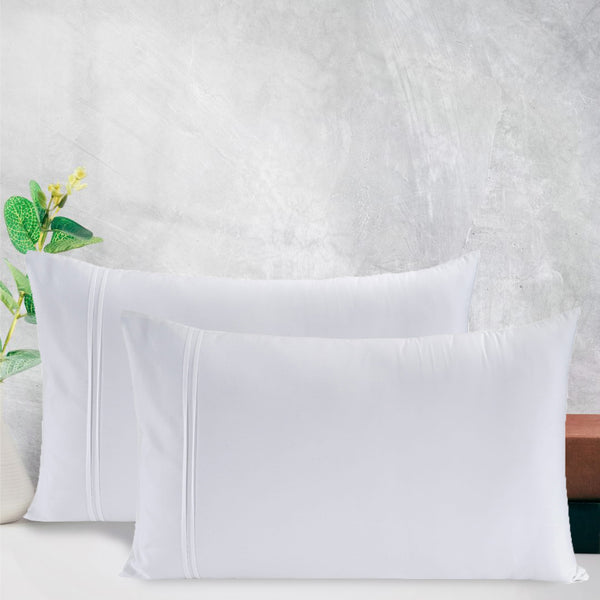 Soft White 400 TC Cotton Satin Designer Pillow Covers Online In India